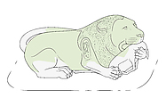 Lion with the names of Pharaoh Necho II, Steatite, glaze